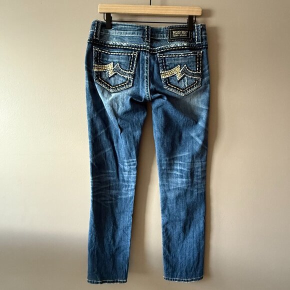 Women's 30 Miss Me Sunny Skinny Distressed Denim Jeans Low Rise Medium Wash - Picture 3 of 11